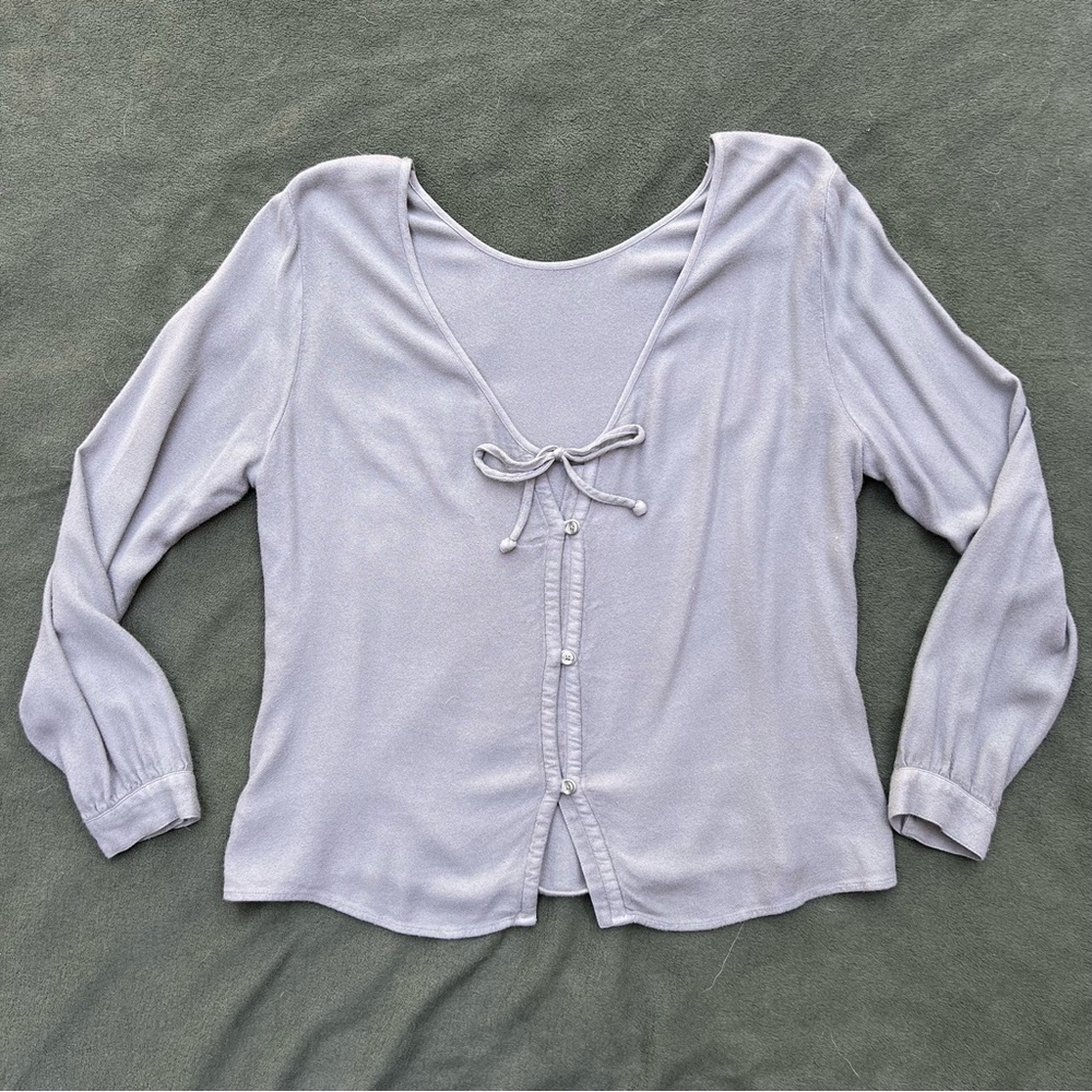 Sage Green Long Sleeve with Buttons and Tie on the Back